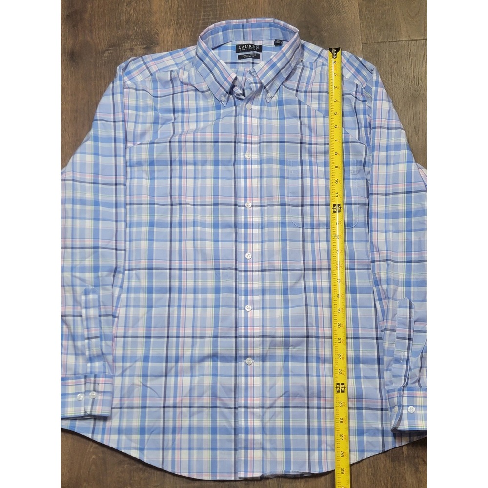 LAUREN Ralph Lauren Mens 17 1/2 34/35‎ Stretch Fabric Regular Fit Plaid Shirt